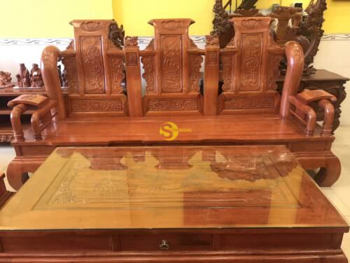 Bàn Ghế Gỗ Tần Thủy Hoàng Hương Đá Cột Liền 14cm VIP BBG458 - Ảnh 10