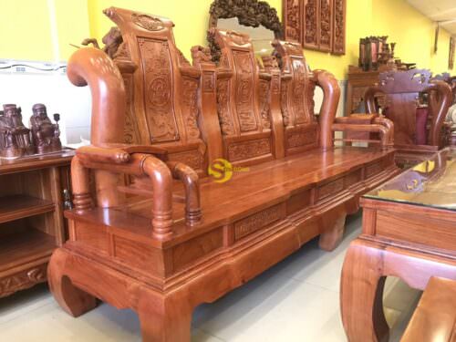 Bàn Ghế Gỗ Tần Thủy Hoàng Hương Đá Cột Liền 14cm VIP BBG458 - Ảnh 3