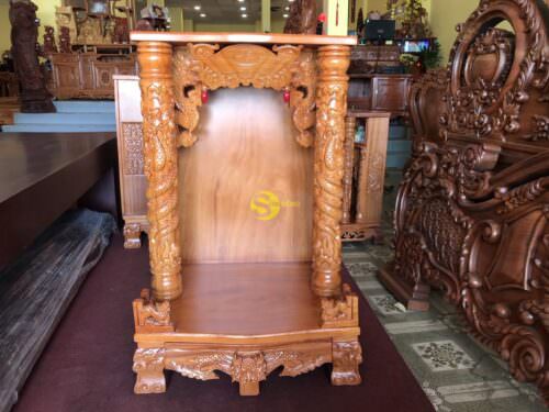 Bàn thờ ông địa gõ đỏ mái bằng 70cm - SD105 - Ảnh 6