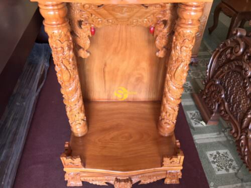 Bàn thờ ông địa gõ đỏ mái bằng 70cm - SD105 - Ảnh 5
