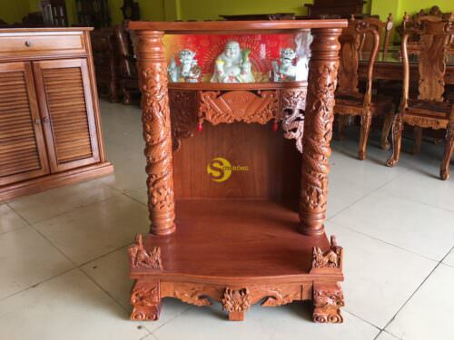 Bàn thờ ông địa gõ đỏ hộp đèn 80 - SD37 - Ảnh 2