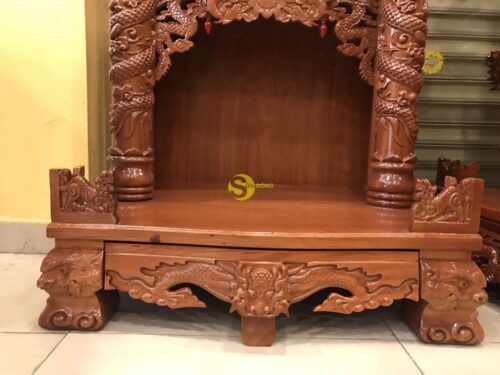 Bàn thờ ông địa gõ đỏ hộp đèn 80 - SD37 - Ảnh 12
