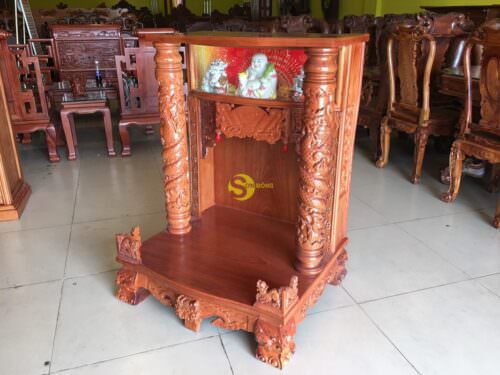 Bàn thờ ông địa gõ đỏ hộp đèn 80 - SD37 - Ảnh 7
