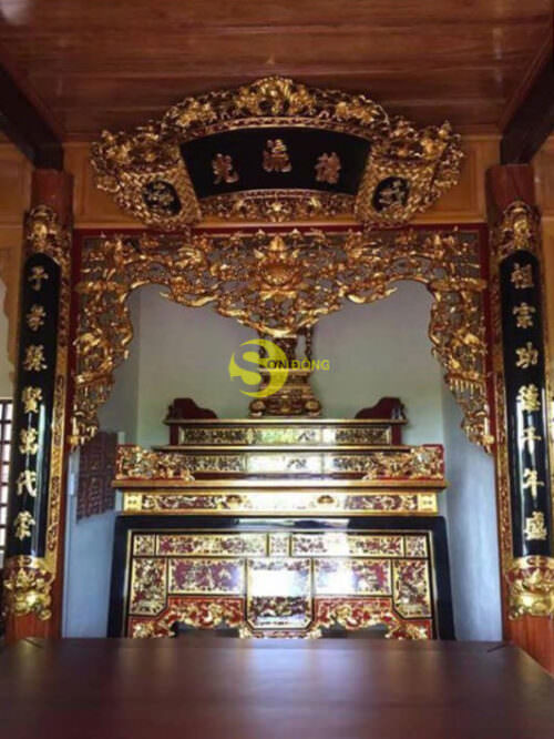 Mẫu phòng thờ truyền thống sơn son thếp vàng MPT014 - Ảnh 6