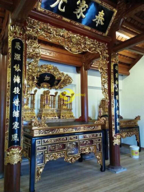 Mẫu phòng thờ truyền thống sơn son thếp vàng MPT014 - Ảnh 3