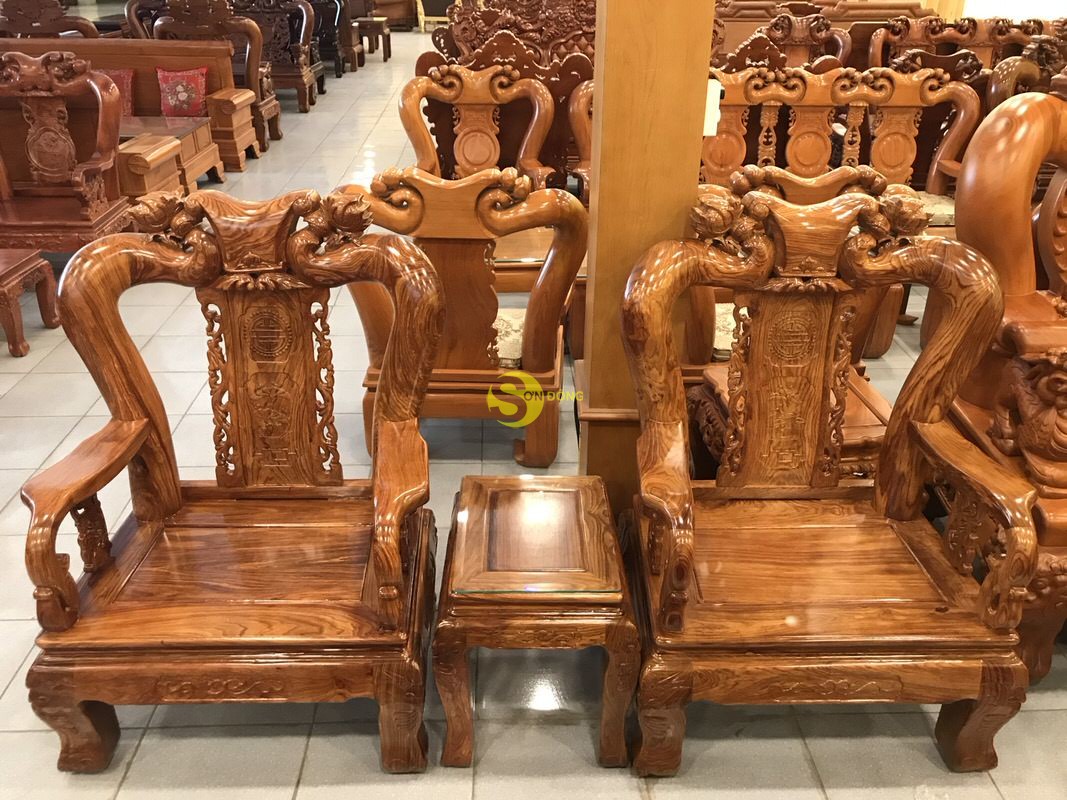 Bộ bàn ghế gỗ hương đào vân tuyển 6 món tay 12 – BBG266 (Ảnh 5)