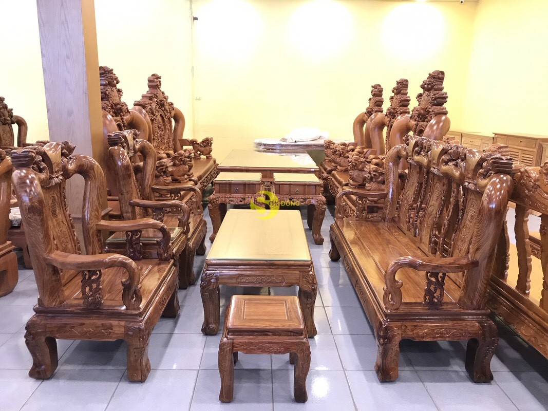 Bộ bàn ghế gỗ hương đào vân tuyển 6 món tay 12 – BBG266 (Ảnh 4)