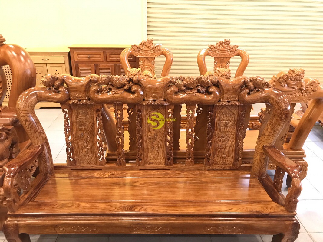 Bộ bàn ghế gỗ hương đào vân tuyển 6 món tay 12 – BBG266 (Ảnh 2)