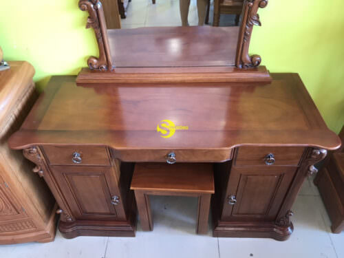 Bàn phấn gõ đỏ hoa văn cổ điển – BP05