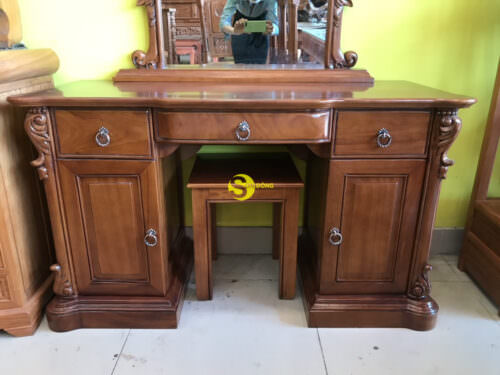 Bàn phấn gõ đỏ hoa văn cổ điển – BP05