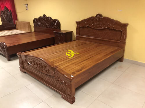 Giường ngủ gỗ gõ đỏ mai hồng siêu bền GN43A