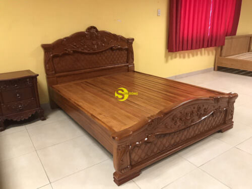 Giường ngủ gỗ gõ đỏ mai hồng siêu bền GN43A