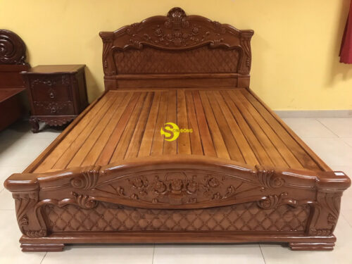 Giường ngủ gỗ gõ đỏ mai hồng siêu bền GN43A