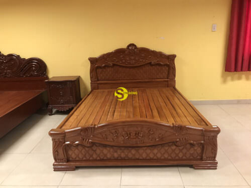 Giường ngủ gỗ gõ đỏ mai hồng siêu bền GN43A