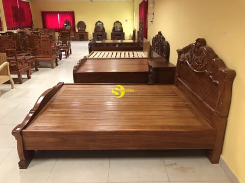 Giường ngủ gỗ gõ đỏ mai hồng siêu bền GN43A