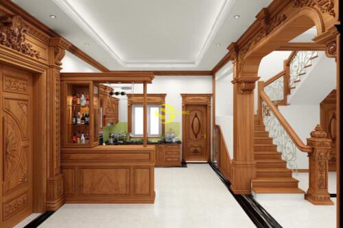 Thi công nội thất cầu thang tủ bếp cửa chính