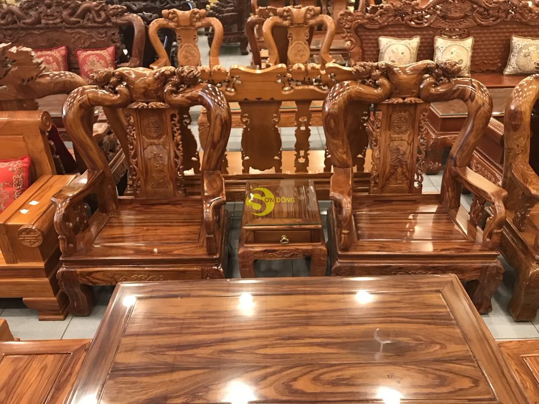 Bộ bàn ghế chạm đào gỗ hương loang tuyển chọn, tay 12, 6 món BBG1713 (Ảnh 7)