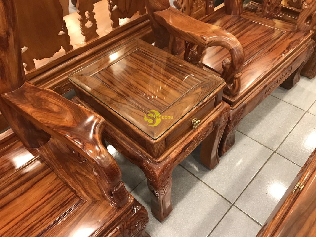 Bộ bàn ghế chạm đào gỗ hương loang tuyển chọn, tay 12, 6 món BBG1713 (Ảnh 1)