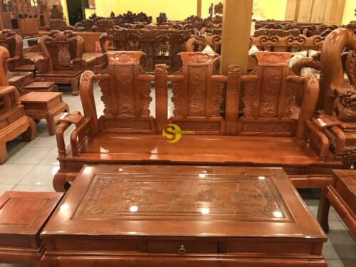Bộ bàn ghế tần thuỷ hoàng gỗ hương đá cột liền tay 12 6 món BBG459 - Hình ảnh 3