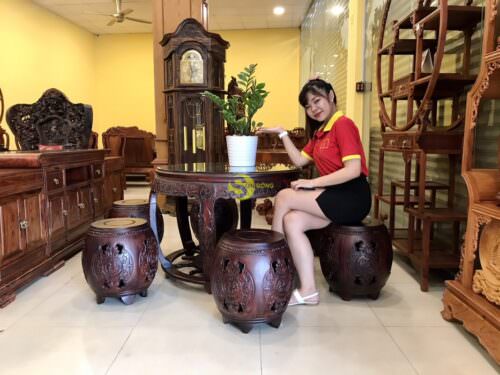 Bộ bàn ghế trống bánh lái gỗ trắc Việt 7 món BBG1115 - Ảnh 10