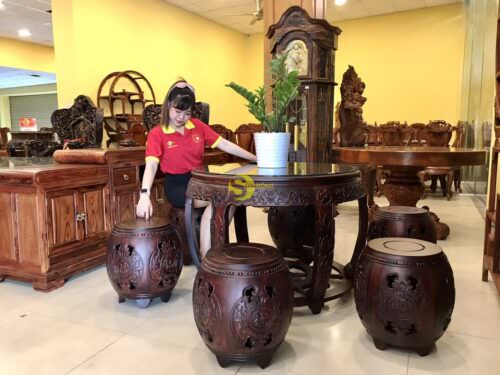 Bộ bàn ghế trống bánh lái gỗ trắc Việt 7 món BBG1115 - Ảnh 11