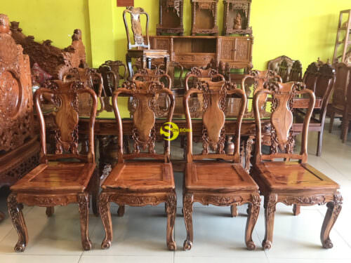 Bộ bàn ghế phòng ăn gỗ cẩm lai cao cấp BBA4258B