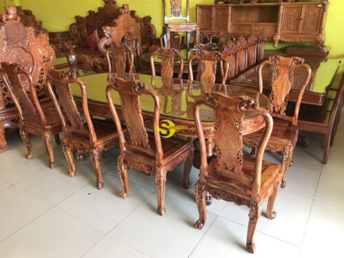 Bộ bàn ghế phòng ăn gỗ cẩm lai cao cấp BBA4258B