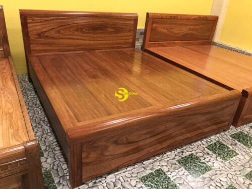 Giường ngủ cẩm lai trơn giá rẻ GCL002