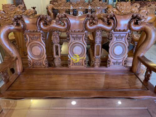 Bộ bàn ghế hương đá chạm đào đẹp vai cong cổ điển 6 món tay 12 BBG3610 - Hình ảnh 16