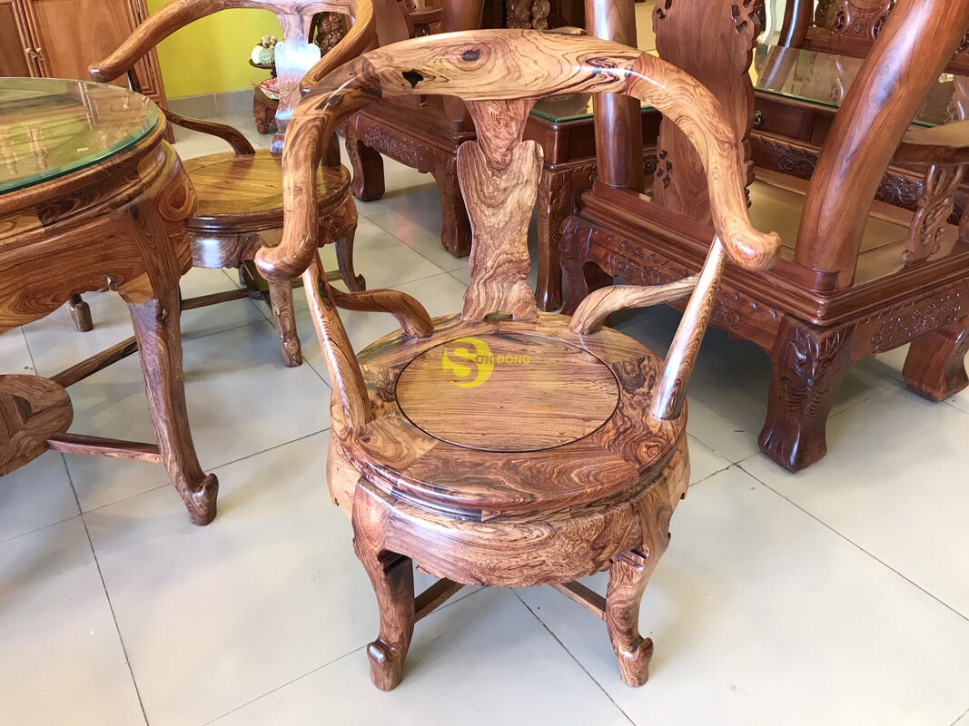 Bộ bàn ghế móc thúng tròn gỗ cẩm lai 7 món BBG234 (Ảnh 9)