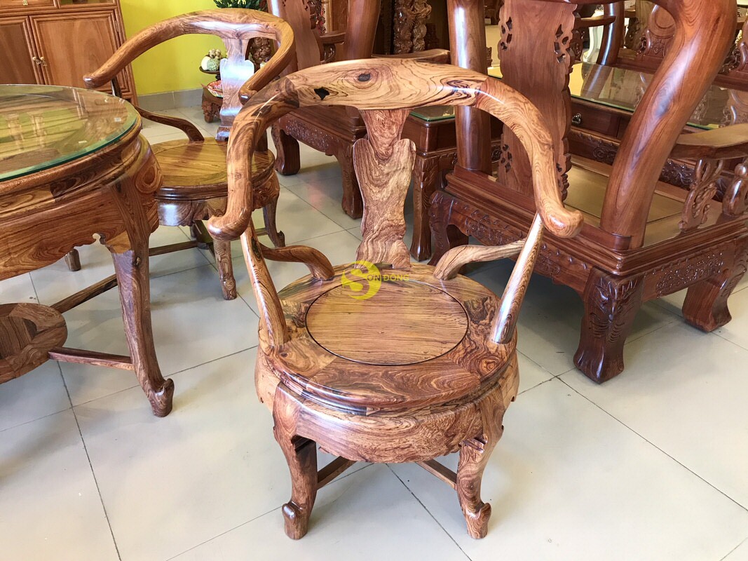 Bộ bàn ghế móc thúng tròn gỗ cẩm lai 7 món BBG234 (Ảnh 8)