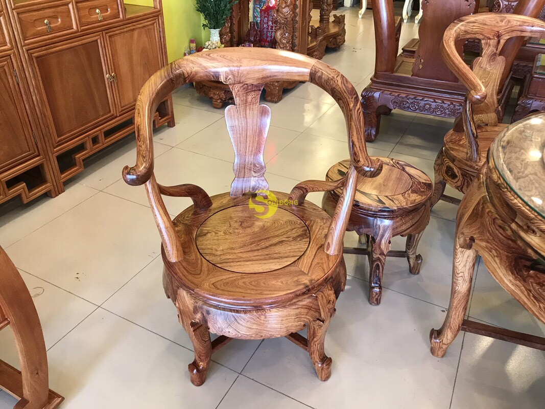 Bộ bàn ghế móc thúng tròn gỗ cẩm lai 7 món BBG234 (Ảnh 6)