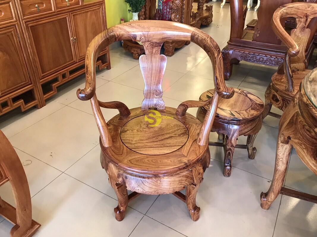 Bộ bàn ghế móc thúng tròn gỗ cẩm lai 7 món BBG234 (Ảnh 5)
