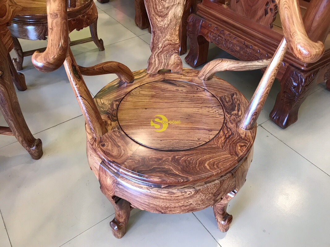Bộ bàn ghế móc thúng tròn gỗ cẩm lai 7 món BBG234 (Ảnh 4)