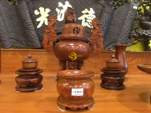 Bộ Lư hương gỗ hương chơn 60 LH01 - Ảnh 3