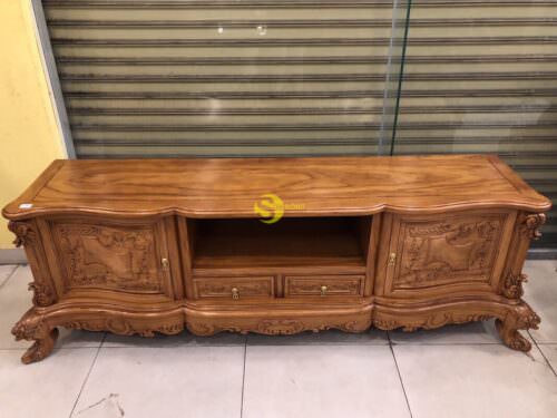 Tủ tivi luois gõ đỏ cổ điển 2m TTV127 - Ảnh 2