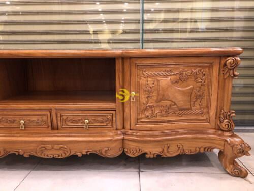 Tủ tivi luois gõ đỏ cổ điển 2m TTV127 - Ảnh 6
