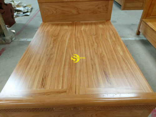 Giường ngủ gõ đỏ hoa văn giá rẻ GGD004