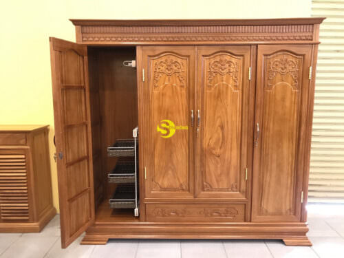 Tủ quần áo gõ đỏ TQA250