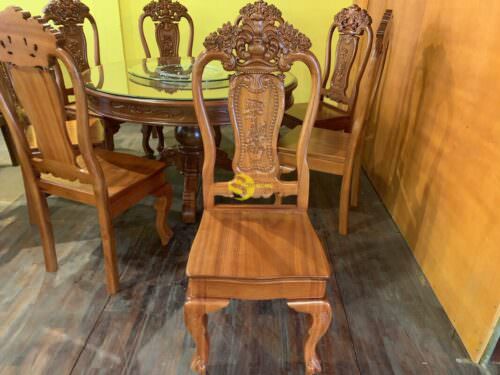 Bộ bàn ăn căm xe 8 ghế hoa hồng bàn tròn BBA1188T - Ảnh 7