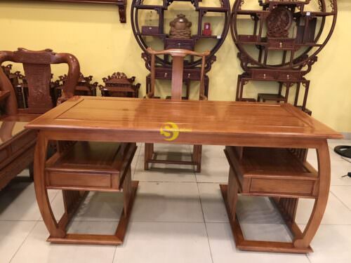 Bộ bàn ghế làm việc khổng minh gỗ gõ đỏ 1.76M BLV10 - Hình ảnh 6