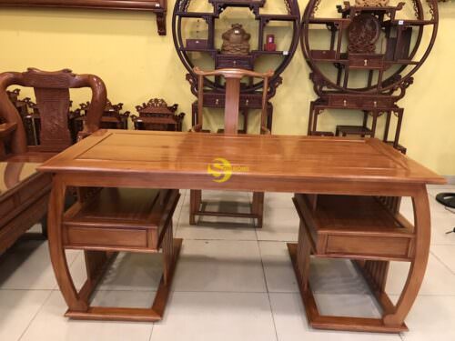 Bộ bàn ghế làm việc khổng minh gỗ gõ đỏ 1.76M BLV10 - Hình ảnh 5