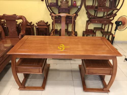 Bộ bàn ghế làm việc khổng minh gỗ gõ đỏ 1.76M BLV10 - Hình ảnh 4