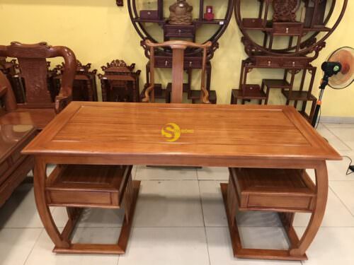 Bộ bàn ghế làm việc khổng minh gỗ gõ đỏ 1.76M BLV10 - Hình ảnh 3