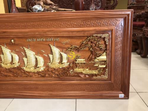 Tranh gỗ gõ đỏ dát vàng thuận buồm xuôi gió T170 - Hình ảnh 5