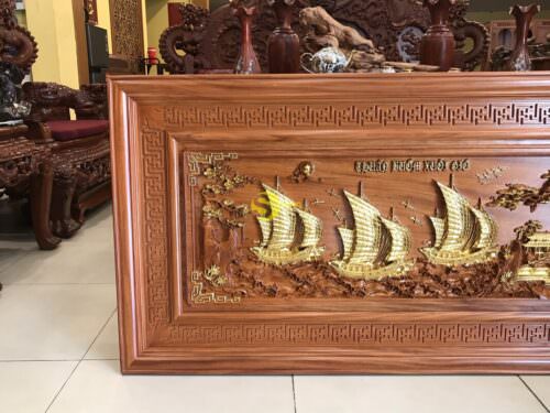 Tranh gỗ gõ đỏ dát vàng thuận buồm xuôi gió T170 - Hình ảnh 4