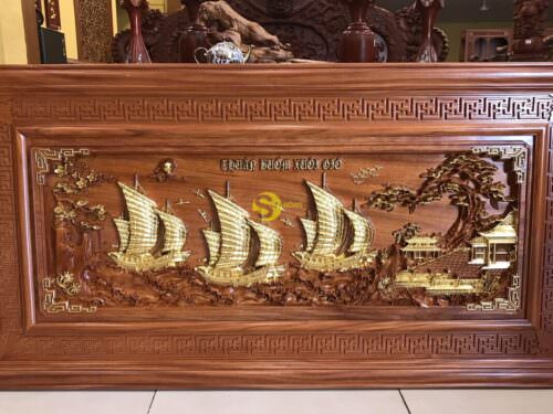 Tranh gỗ gõ đỏ dát vàng thuận buồm xuôi gió T170 - Hình ảnh 3