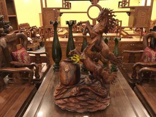 Tượng song mã phi thiên gỗ hương Việt TN101 - Ảnh 6