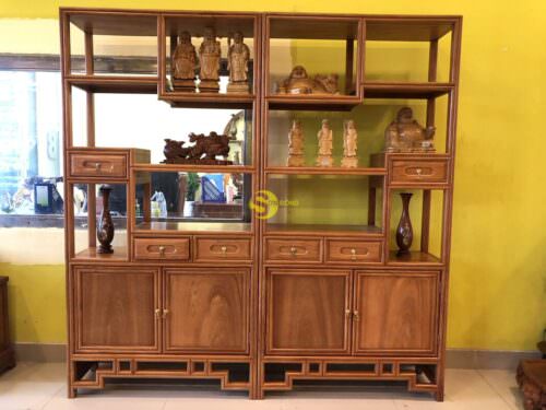 Tủ trang trí vuông gỗ gõ đỏ 2.m x 2m TTT201 - Hình ảnh 3