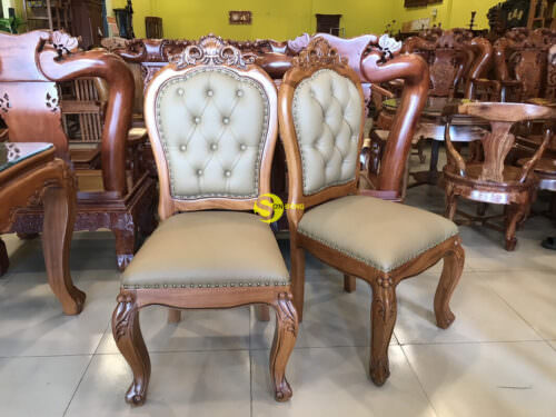 Bộ bàn ghế phòng ăn gỗ gõ đỏ bọc nệm cao cấp BBA2346L